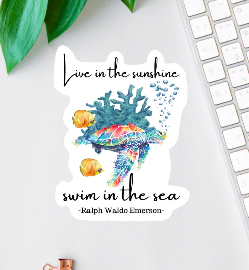 il_794xN.4104776805_p043.jpg Great Day To Be Happy Turtle Sticker - Image 1