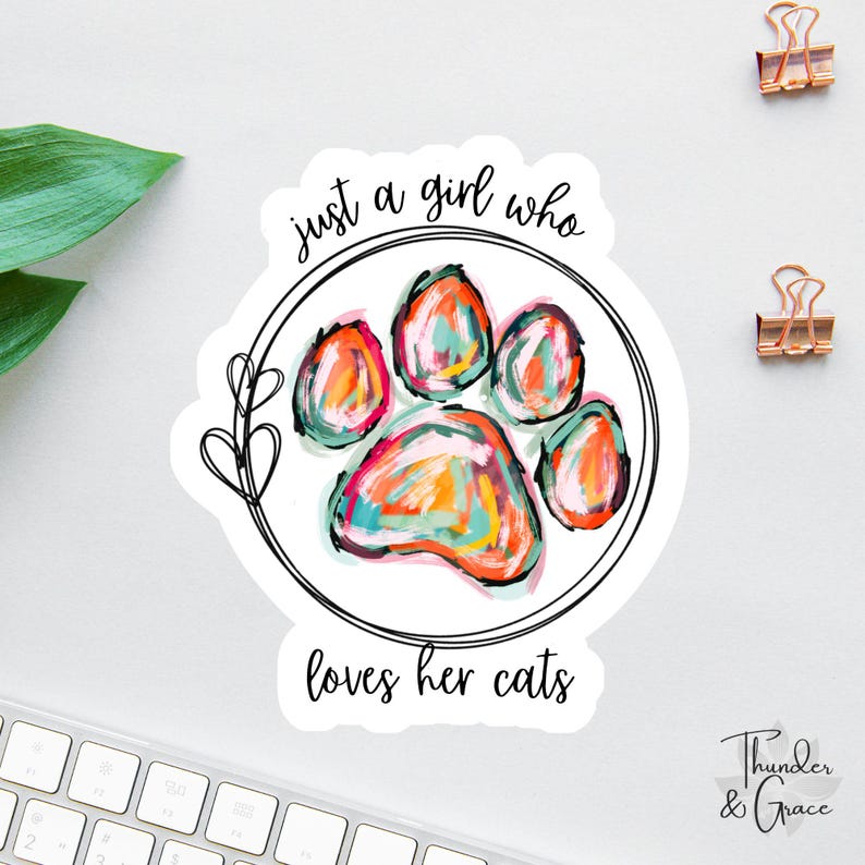 il_794xN.6801895932_fwbw.jpg Just A Girl Who Loves Her Cats Sticker - Image 1