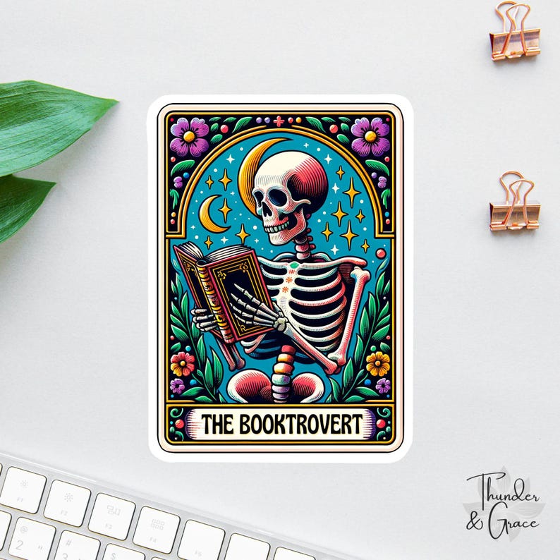il_794xN.7087362026_qx7n.jpg Booktrovert Tarot Card Sticker - Image 1
